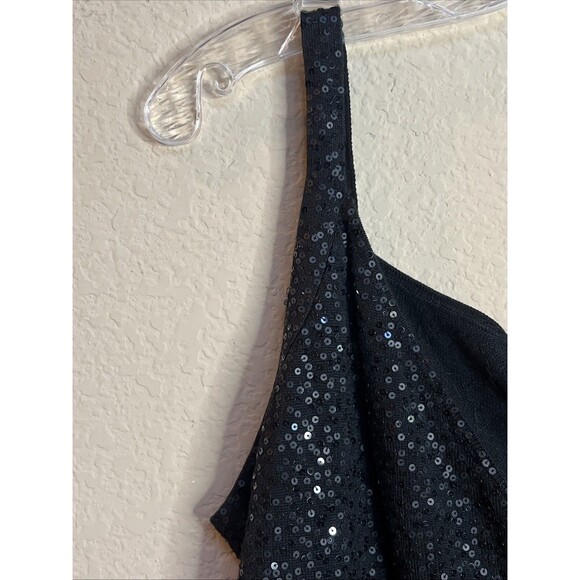 Eileen Fisher Black Sequin Silk Blend Surplice Neck Cami Tank Top Size M - Picture 5 of 10